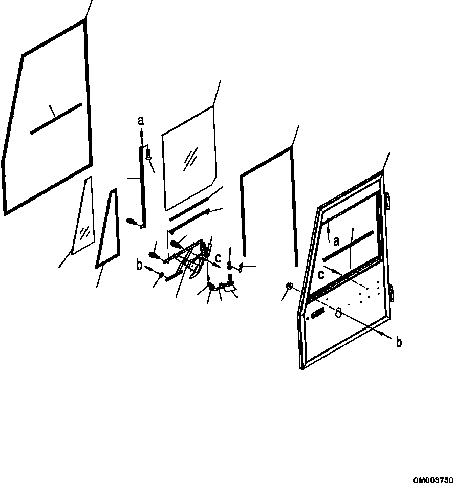 |$4. CAB L.H. DOOR, WINDOW AND RELATED PARTS (S/N  A11001-A11184 ) [K0200-02A0] - Komatsu part HM300-2 A11001-UP [hm300-0e] - Komatsu spare parts at sparepartskomatsu.com