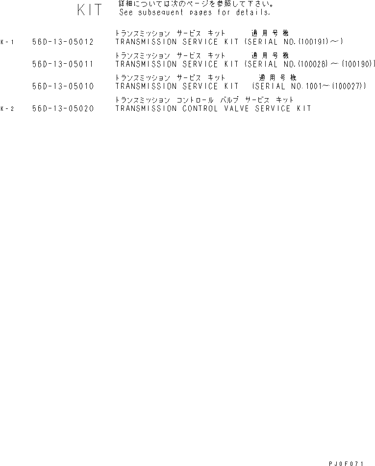 10. SERVICE KIT [Y0100-01A0] - Komatsu part HM300TN-1 S/N 1001-UP [hm300tnr] - Komatsu spare parts at sparepartskomatsu.com