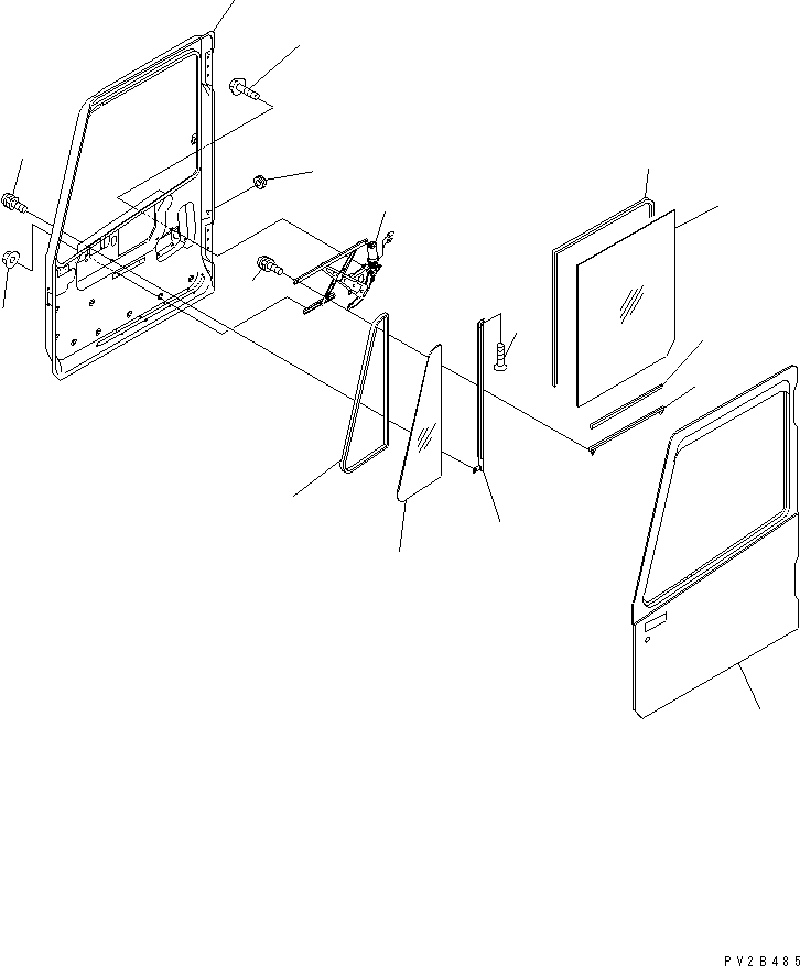 60. OPERATOR'S CAB (L.H. DOOR¤ WINDOW GLASS AND RELATED PARTS) (WITH RADIO OR STEREO CASSETTE) [K0200-02A0] - Komatsu part HM350-1L S/N A10001-UP [hm350-0e] - Komatsu spare parts at sparepartskomatsu.com