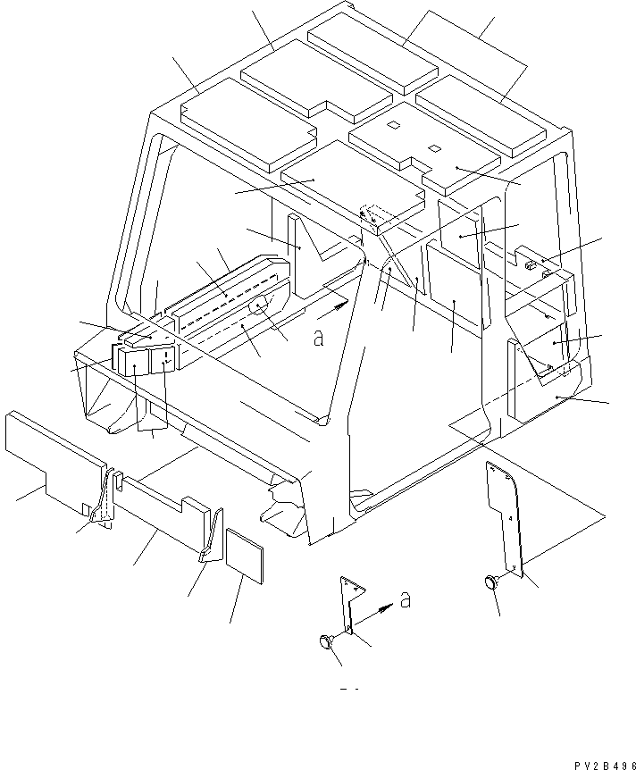 170. OPERATOR'S CAB (NOISE PROOFING SHEET¤ 2/2) (WITH RADIO OR STEREO CASSETTE) [K0200-13A0] - Komatsu part HM350-1L S/N A10001-UP [hm350-0e] - Komatsu spare parts at sparepartskomatsu.com