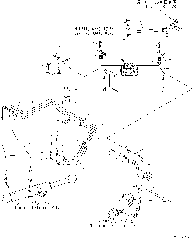 300. HYDRAULIC PIPING (STEERING CYLINDER LINE¤ 2/2) [H3410-06A0] - Komatsu part HM350-1 S/N 1001-UP [hm350-1r] - Komatsu spare parts at sparepartskomatsu.com
