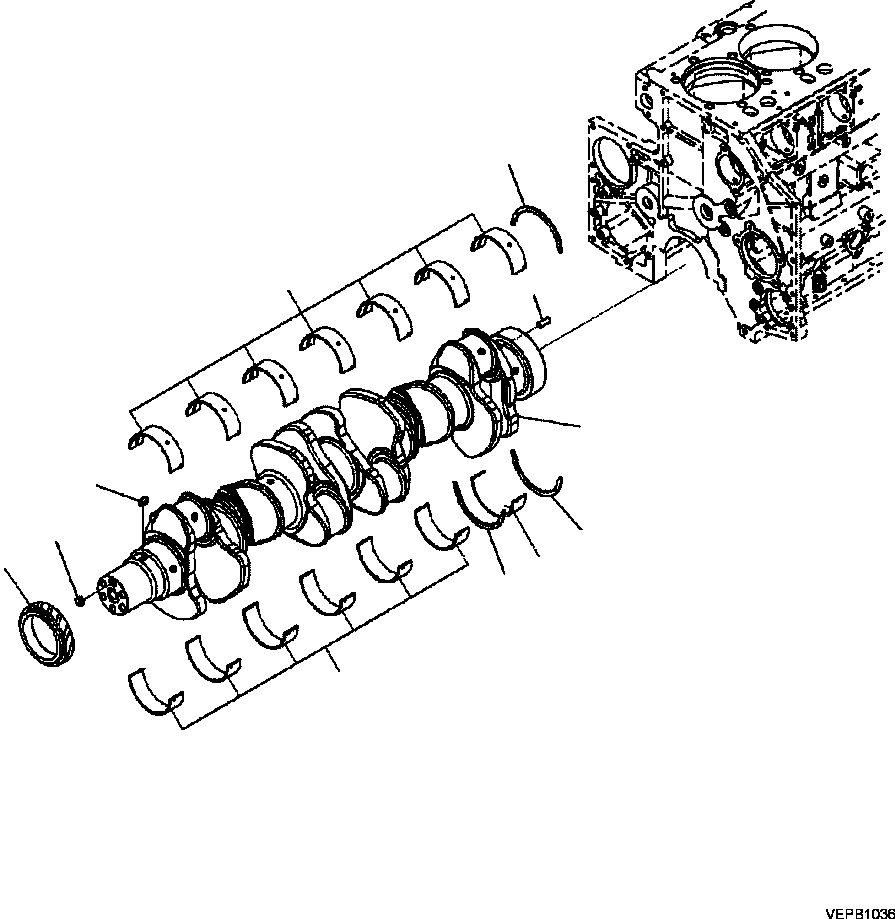 |$86. CRANKSHAFT ENGINE S/N 530001-531567 [A2120-B8A2] - Komatsu part HM350-2 SN A11001-UP [hm350-ae] - Komatsu spare parts at sparepartskomatsu.com