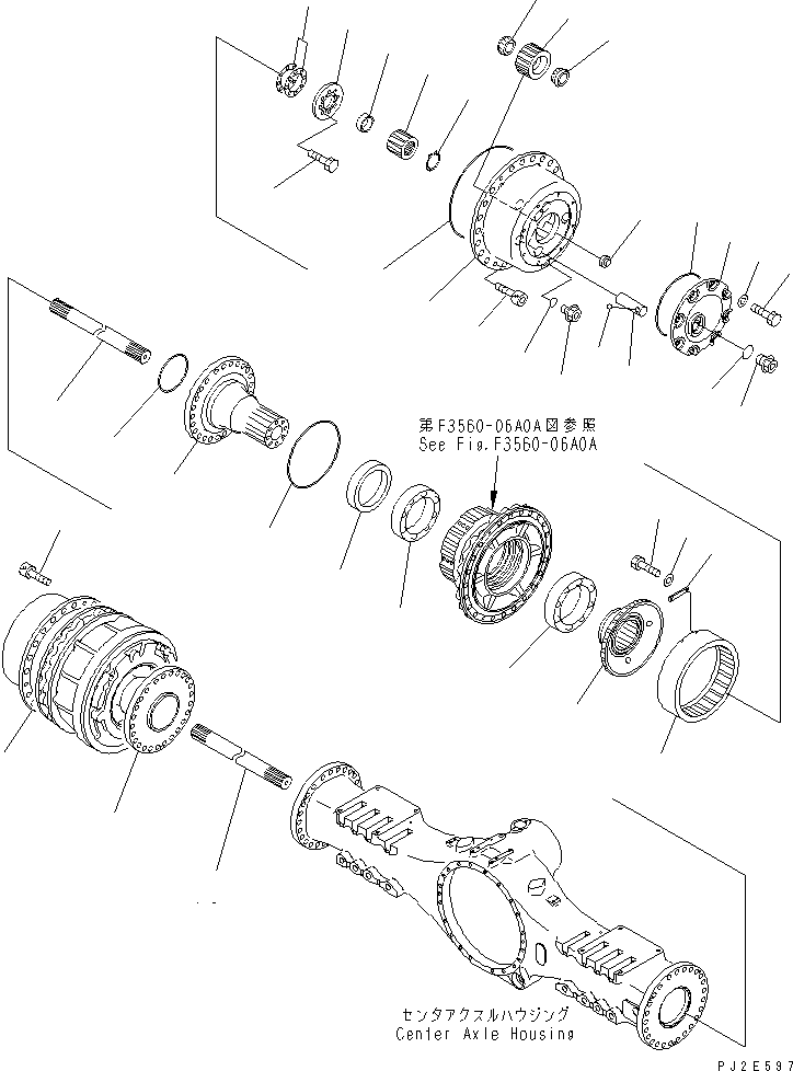 640. CENTER AXLE (FINAL DRIVE) (LIMITED SLIP DIF.)(#1033-) [F3450-05A1] - Komatsu part HM400-1 S/N 1001-UP [hm400-1r] - Komatsu spare parts at sparepartskomatsu.com