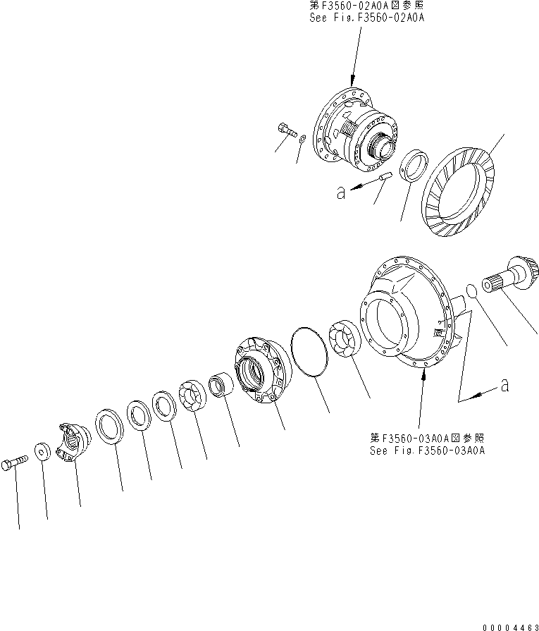 990. REAR AXLE (PINION AND CAGE)(#1033-) [F3560-03A0A] - Komatsu part HM400-1 S/N 1001-UP [hm400-1r] - Komatsu spare parts at sparepartskomatsu.com