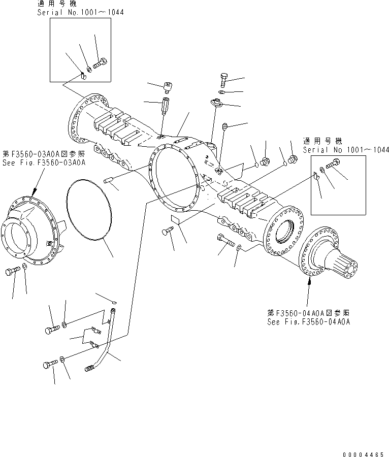 1070. REAR AXLE (HOUSING AND RELATED PARTS)(#1033-1105) [F3560-07A0A] - Komatsu part HM400-1 S/N 1001-UP [hm400-1r] - Komatsu spare parts at sparepartskomatsu.com