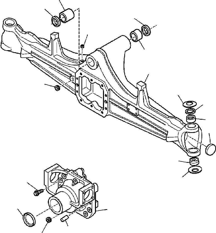 |$32. FRONT AXLE (2WD) - HOUSING [F3430-01A0] - Komatsu part WB140-2N S/N A20001-A20636 [wb1402n] - Komatsu spare parts at sparepartskomatsu.com