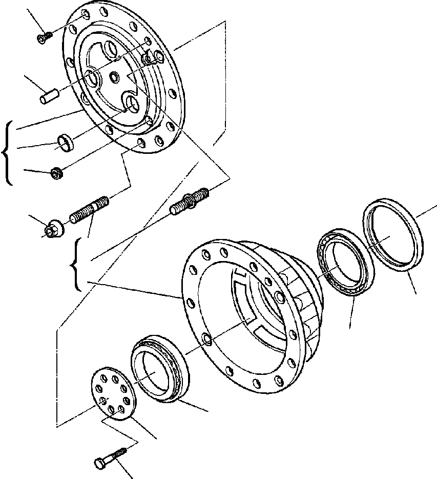 |$34. FRONT AXLE (2WD) - WHEEL HUB [F3440-01A0] - Komatsu part WB140-2N S/N A20001-A20636 [wb1402n] - Komatsu spare parts at sparepartskomatsu.com