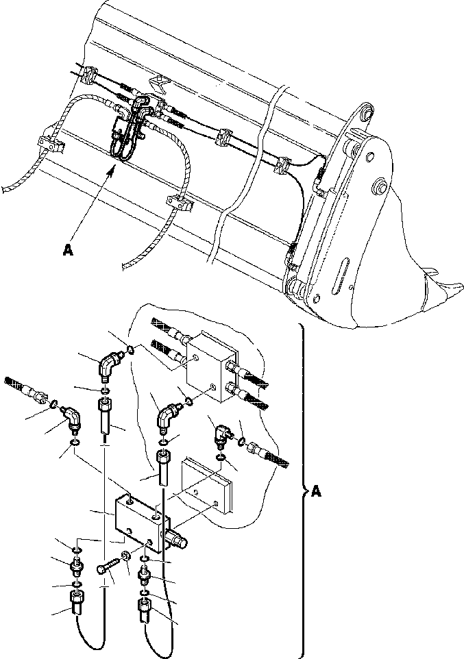 |$48. HYDRAULIC PIPING - BUCKET - 4 IN 1 CYLINDER LINE SAFETY VALVE [H6675-01A0] - Komatsu part WB140-2N S/N A20001-A20636 [wb1402n] - Komatsu spare parts at sparepartskomatsu.com