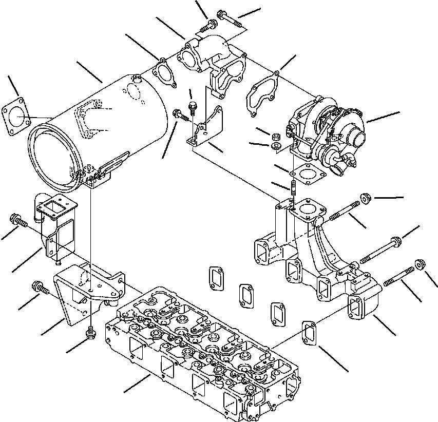 |$22. TIER  I ENGINE EXHAUST MANIFOLD, TURBOCHARGER AND MUFFLER - S/N  A20637-A20813 [A0106-01A0] - Komatsu part WB140-2N S/N A20637-UP [wb1402n1] - Komatsu spare parts at sparepartskomatsu.com