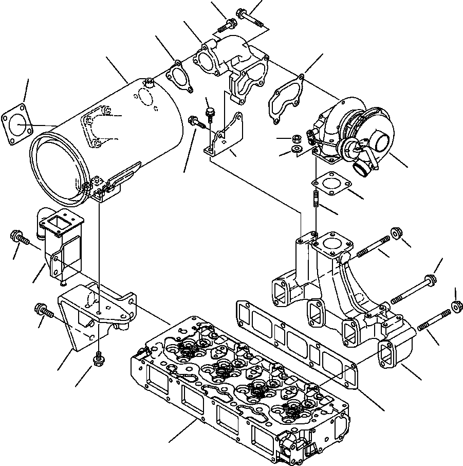 |$24. TIER  II ENGINE EXHAUST MANIFOLD, TURBOCHARGER AND MUFFLER - S/N  A20814- [A0106-01A1] - Komatsu part WB140-2N S/N A20637-UP [wb1402n1] - Komatsu spare parts at sparepartskomatsu.com