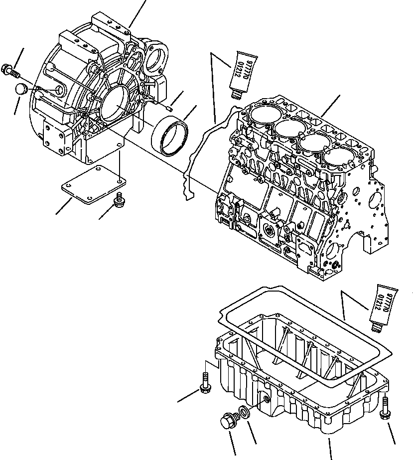 |$34. TIER  I OR  II ENGINE FLYWHEEL HOUSING AND OIL PAN - S/N  A20637- [A0112-01A0] - Komatsu part WB140-2N S/N A20637-UP [wb1402n1] - Komatsu spare parts at sparepartskomatsu.com