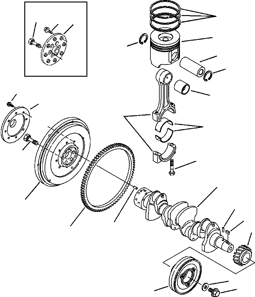 |$42. TIER  II ENGINE CRANKSHAFT, PISTON AND FLYWHEEL - S/N  A20814- [A0114-01A1] - Komatsu part WB140-2N S/N A20637-UP [wb1402n1] - Komatsu spare parts at sparepartskomatsu.com