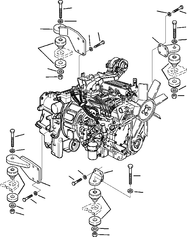 |$0. ENGINE MOUNTING TIER  I - S/N  A20637-A20813 [B1000-01A0] - Komatsu part WB140-2N S/N A20637-UP [wb1402n1] - Komatsu spare parts at sparepartskomatsu.com