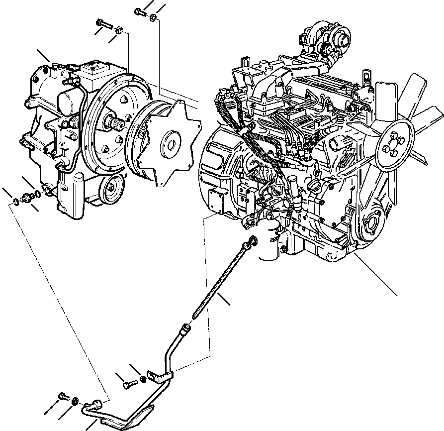 |$4. TIER  I ENGINE AND 4WD TRANSMISSION CONNECTIONS S/N  A20637-A20928 [B1010-02A0] - Komatsu part WB140-2N S/N A20637-UP [wb1402n1] - Komatsu spare parts at sparepartskomatsu.com