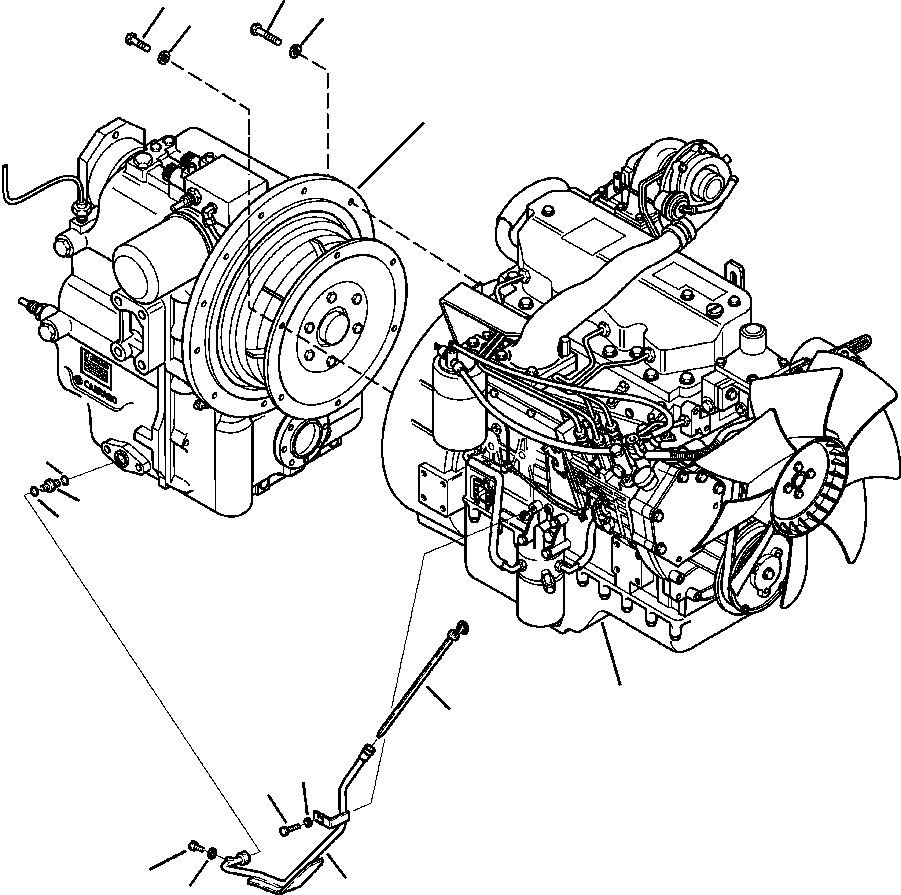 |$10. TIER  II ENGINE AND 2WD TRANSMISSION CONNECTIONS S/N  A20956- [B1010-02A3] - Komatsu part WB140-2N S/N A20637-UP [wb1402n1] - Komatsu spare parts at sparepartskomatsu.com