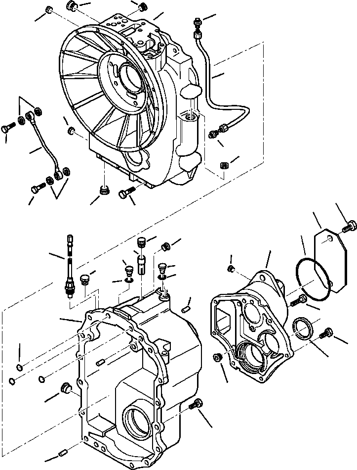 |$22. 4WD TRANSMISSION FRONT AND REAR HOUSINGS - S/N  A20637-A20928 [F3300-01A2] - Komatsu part WB140-2N S/N A20637-UP [wb1402n1] - Komatsu spare parts at sparepartskomatsu.com