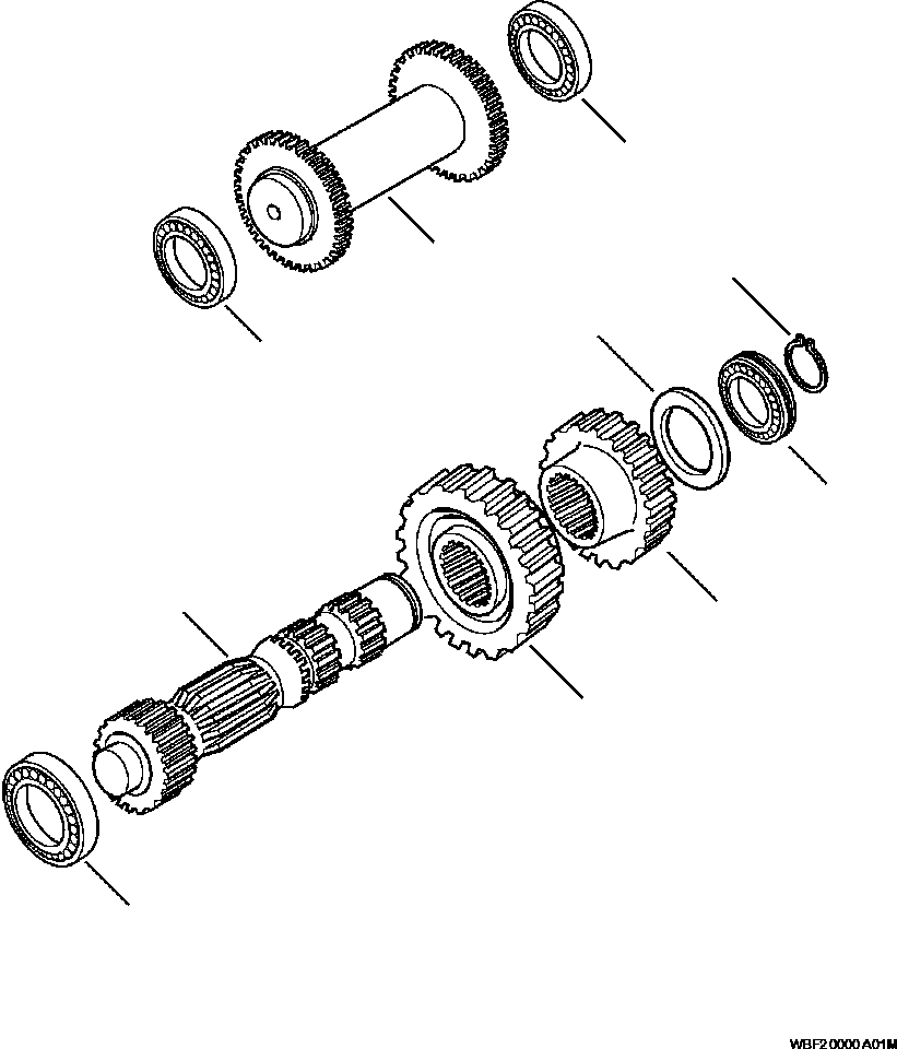 |$82. 2WD TRANSMISSION PRIMARY AND REVERSE SHAFTS -  A20637-A20955 [F3350-01A4] - Komatsu part WB140-2N S/N A20637-UP [wb1402n1] - Komatsu spare parts at sparepartskomatsu.com