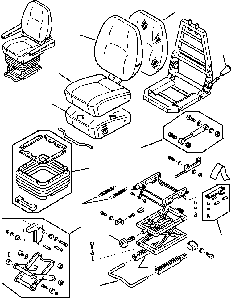 |$102. CAB OPERATORS SEAT SEAT ASSEMBLY - S/N  A20637- [K5500-01A1] - Komatsu part WB140-2N S/N A20637-UP [wb1402n1] - Komatsu spare parts at sparepartskomatsu.com