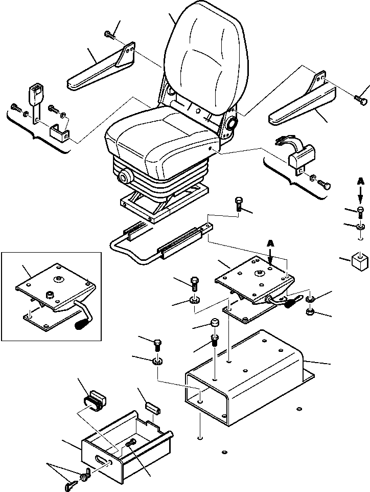 |$100. CAB OPERATORS SEAT SUPPORT AND MOUNTING - S/N  A20637- [K5500-01A0] - Komatsu part WB140-2N S/N A20637-UP [wb1402n1] - Komatsu spare parts at sparepartskomatsu.com