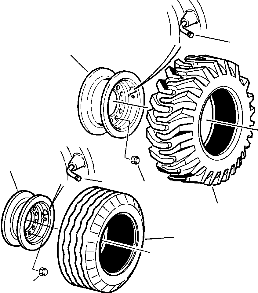 |$2. 2WD TIRES AND RIMS S/N  A20637- [S3750-01A0] - Komatsu part WB140-2N S/N A20637-UP [wb1402n1] - Komatsu spare parts at sparepartskomatsu.com