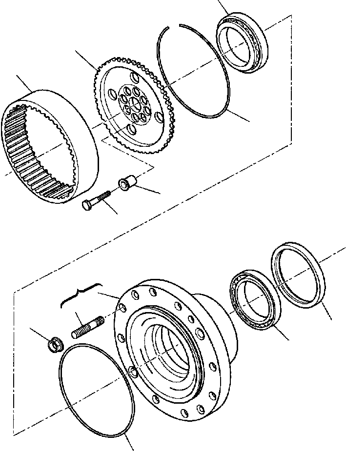 |$28. REAR AXLE - WHEEL HUB [F3480-01A0] - Komatsu part WB140PS-2N S/N A40001-A40033 [wb140p2n] - Komatsu spare parts at sparepartskomatsu.com