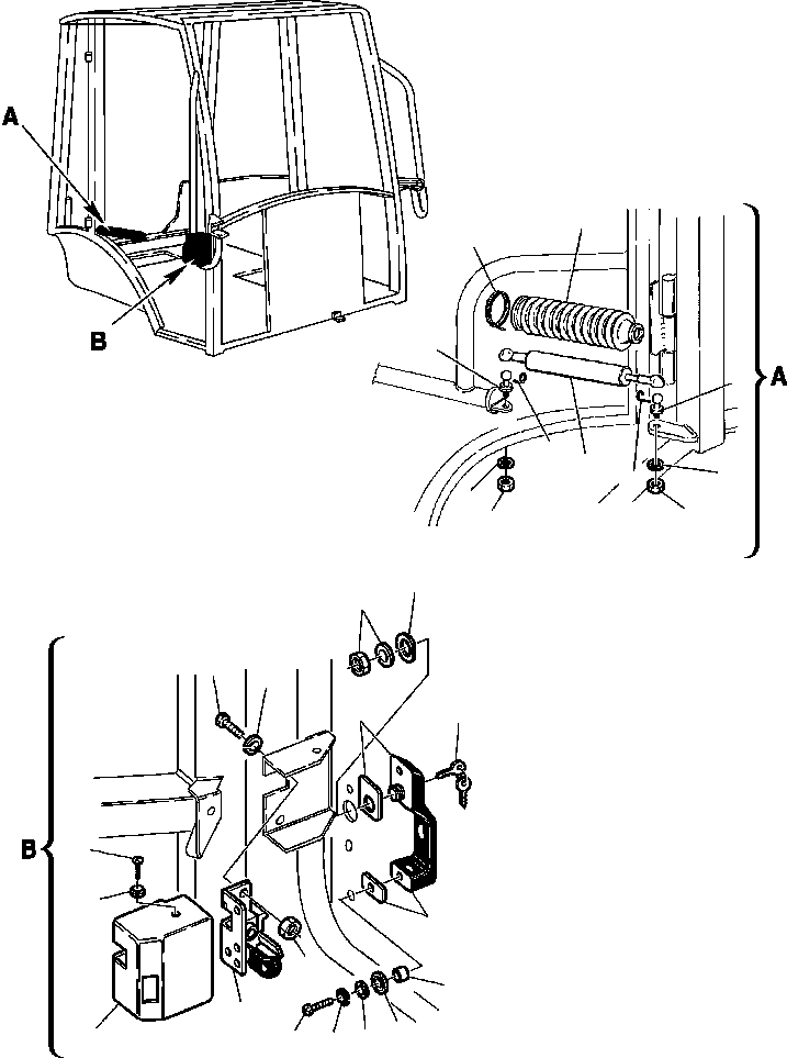 |$19. OPERATOR'S CAB - SPRING AND DOOR LOCK, RH [K5220-01A0] - Komatsu part WB140PS-2N S/N A40001-A40033 [wb140p2n] - Komatsu spare parts at sparepartskomatsu.com