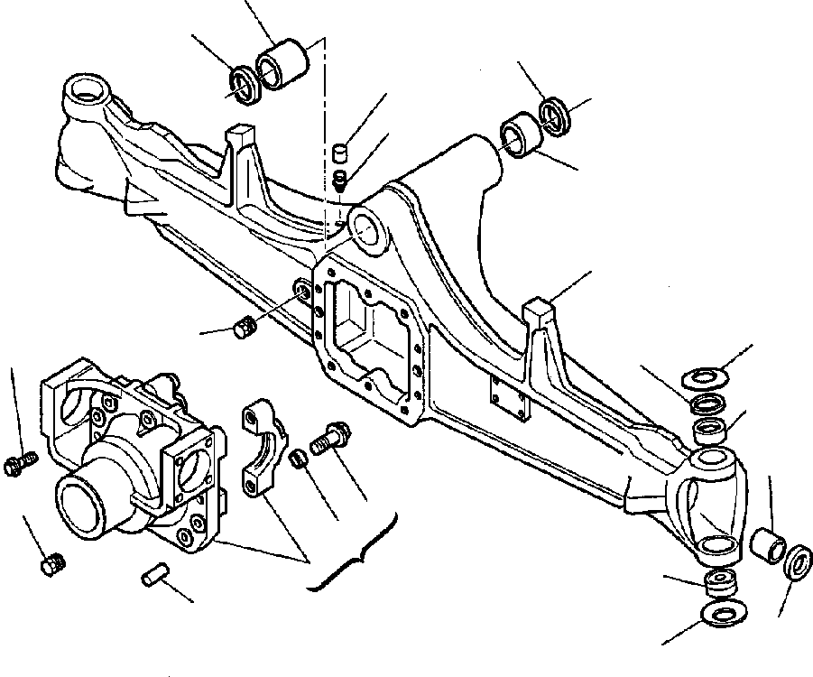 |$25. FRONT AXLE (4WD) - HOUSING [F3400-01A0] - Komatsu part WB150-2N S/N A60001-A60028 [wb1502n] - Komatsu spare parts at sparepartskomatsu.com