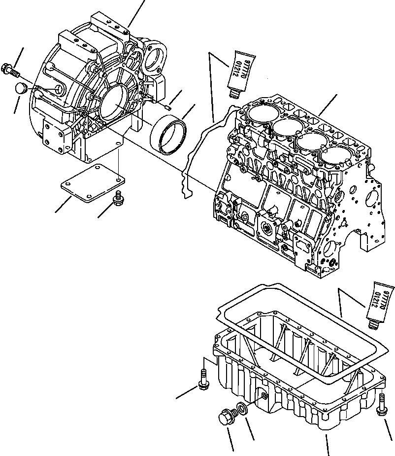 |$17. TIER I OR II ENGINE - FLYWHEEL HOUSING AND OIL PAN [A0112-01A0] - Komatsu part WB150AWS-2N S/N A90002-UP [wb150an1] - Komatsu spare parts at sparepartskomatsu.com