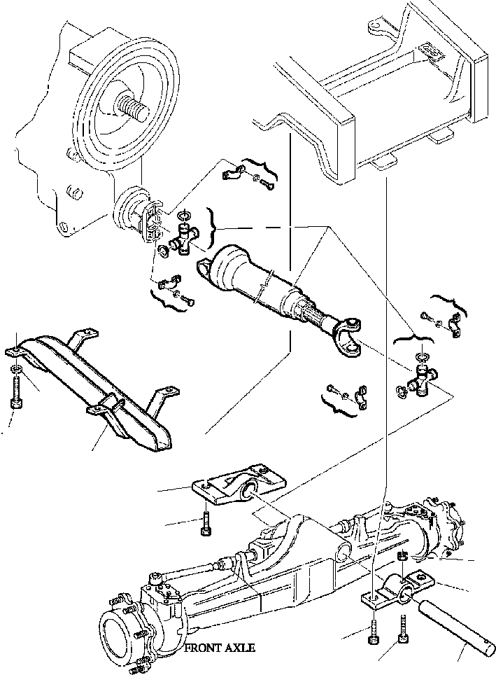 |$1. FRONT PROPELLER SHAFT AND FRONT AXLE MOUNTING - 4WD [F3200-01A0] - Komatsu part WB150PS-2N S/N A70001-A70009 [wb150p2n] - Komatsu spare parts at sparepartskomatsu.com