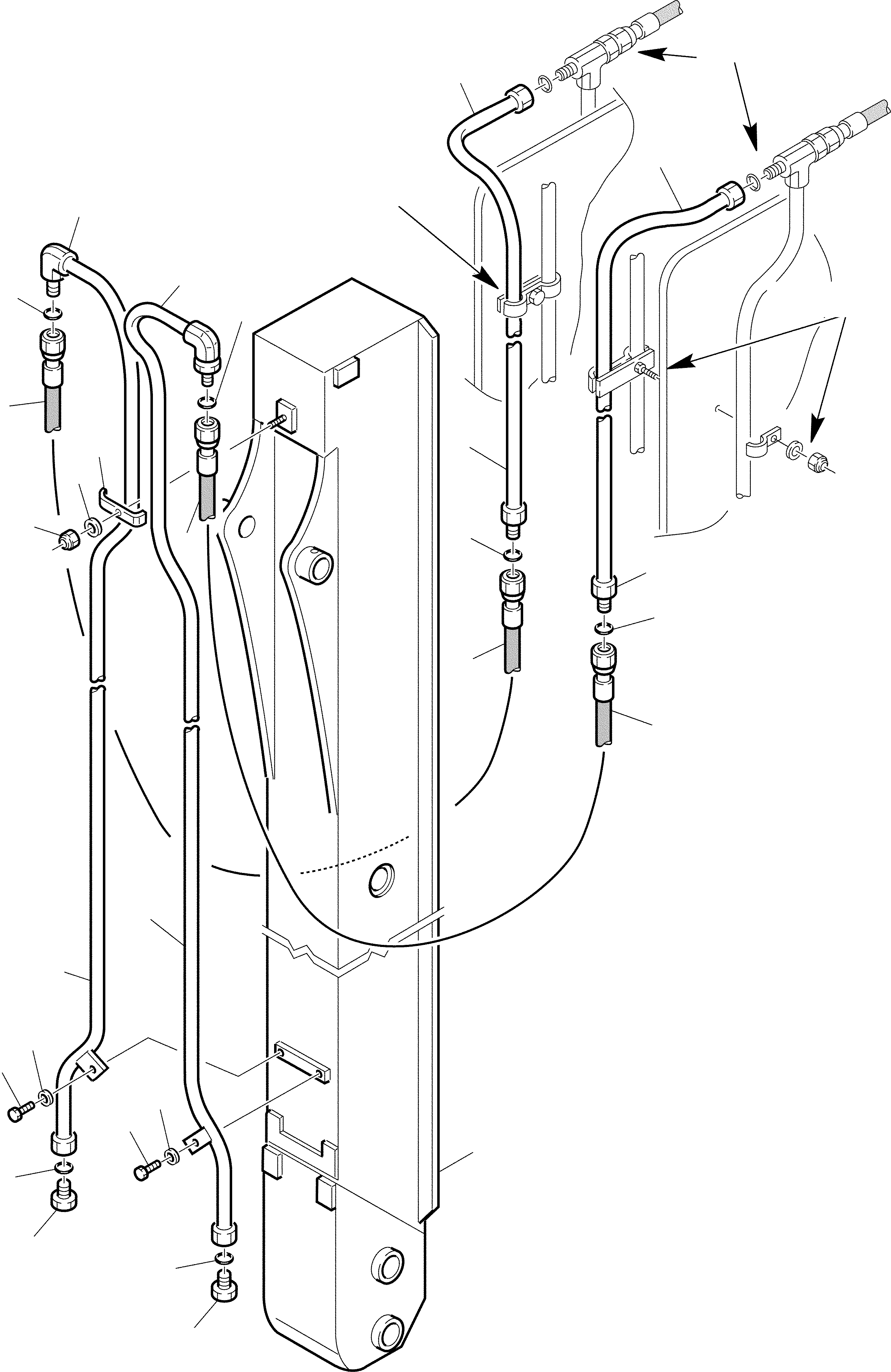 94. HYDRAULIC PIPING (JIG ARM CYLINDER LINE) + HAMMER + POSITIONABLE BUCKET (6/6) [6940] - Komatsu part WB150WSC-2 S/N 150EF80001-Up [wb150wsc] - Komatsu spare parts at sparepartskomatsu.com