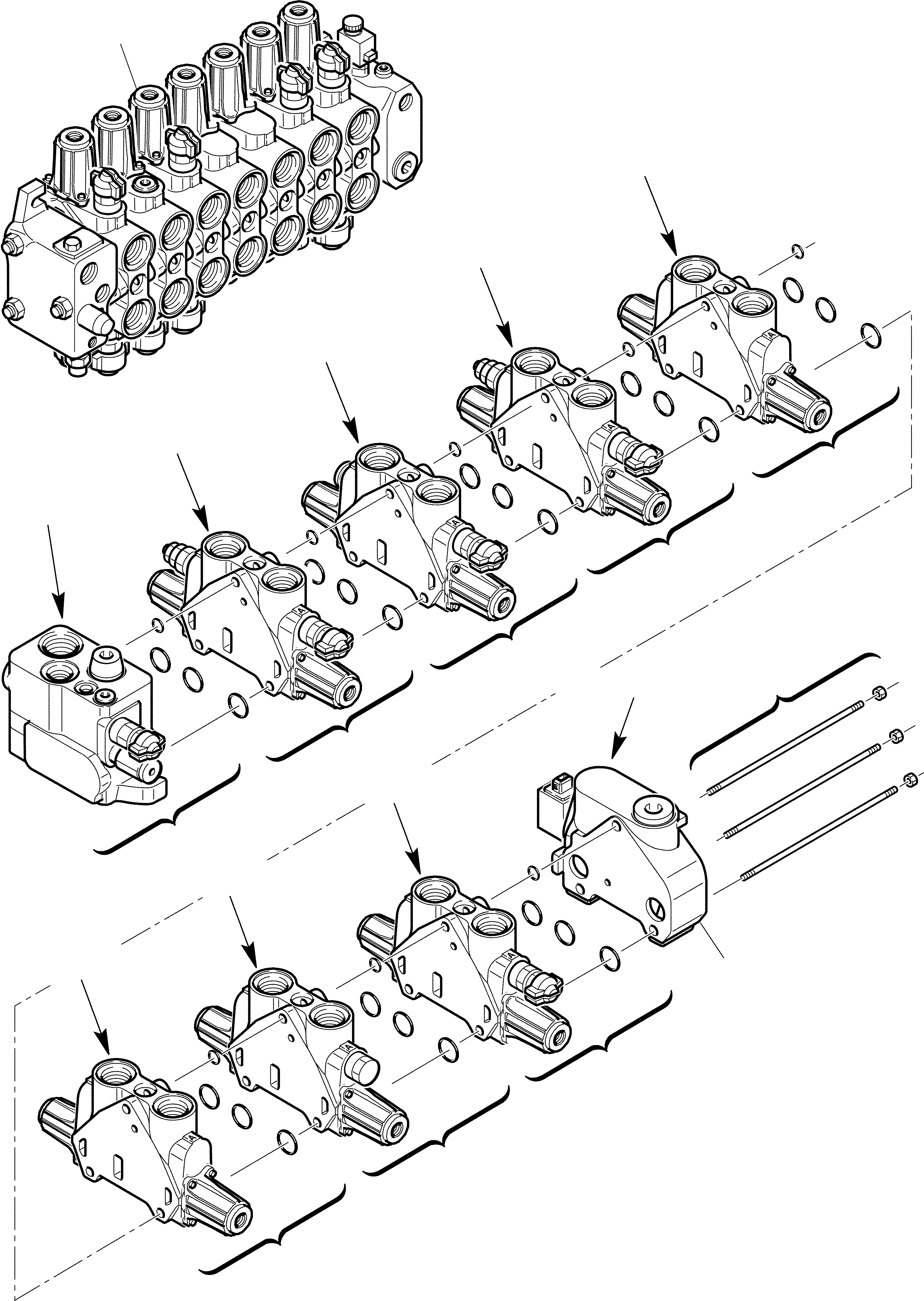 48. CONTROL VALVE (7 SECTION) (FOR DEPORTABLE) (WITH PPC) (OPTIONAL) (1/2) [6315] - Komatsu part WB91R-2 S/N 91F20250-Up [wb91r_2d] - Komatsu spare parts at sparepartskomatsu.com