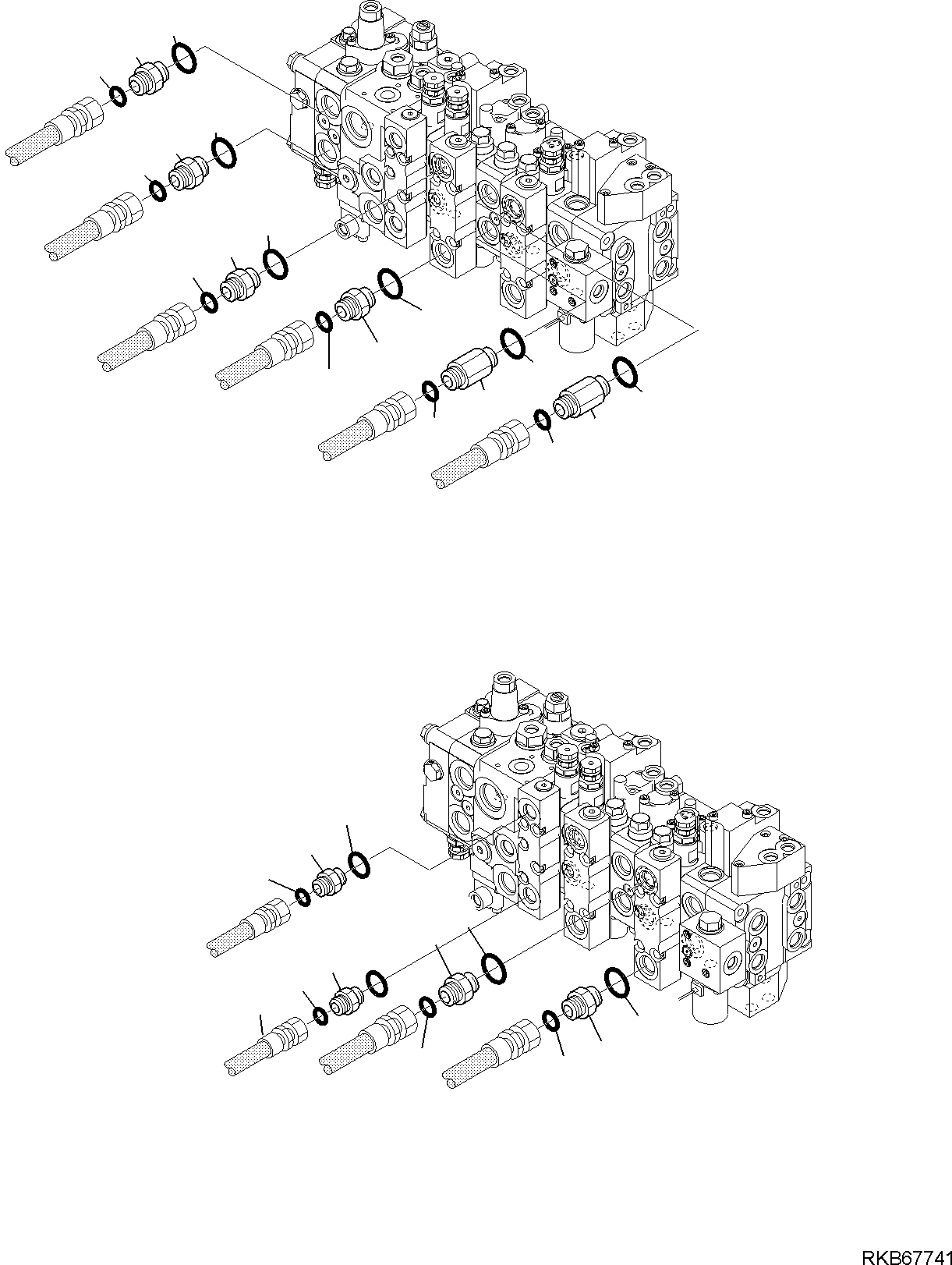 110. CONTROL VALVE (10-ELEMENTS) (WITH TELESCOPIC ARM) (WITH BACKHOE PPC) (2/3) [6388] - Komatsu part WB93R-5E0 S/N F61569- UP [wb93r5e1] - Komatsu spare parts at sparepartskomatsu.com