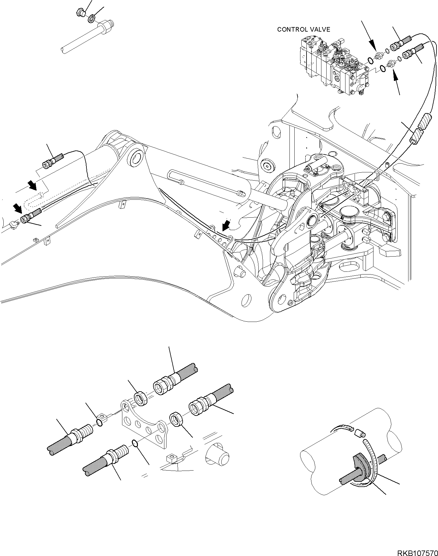 95. HYDRAULIC PIPING (ARM LINE) [6732] - Komatsu part WB93R-5E0 S/N F70001- UP [wb93r5ex] - Komatsu spare parts at sparepartskomatsu.com