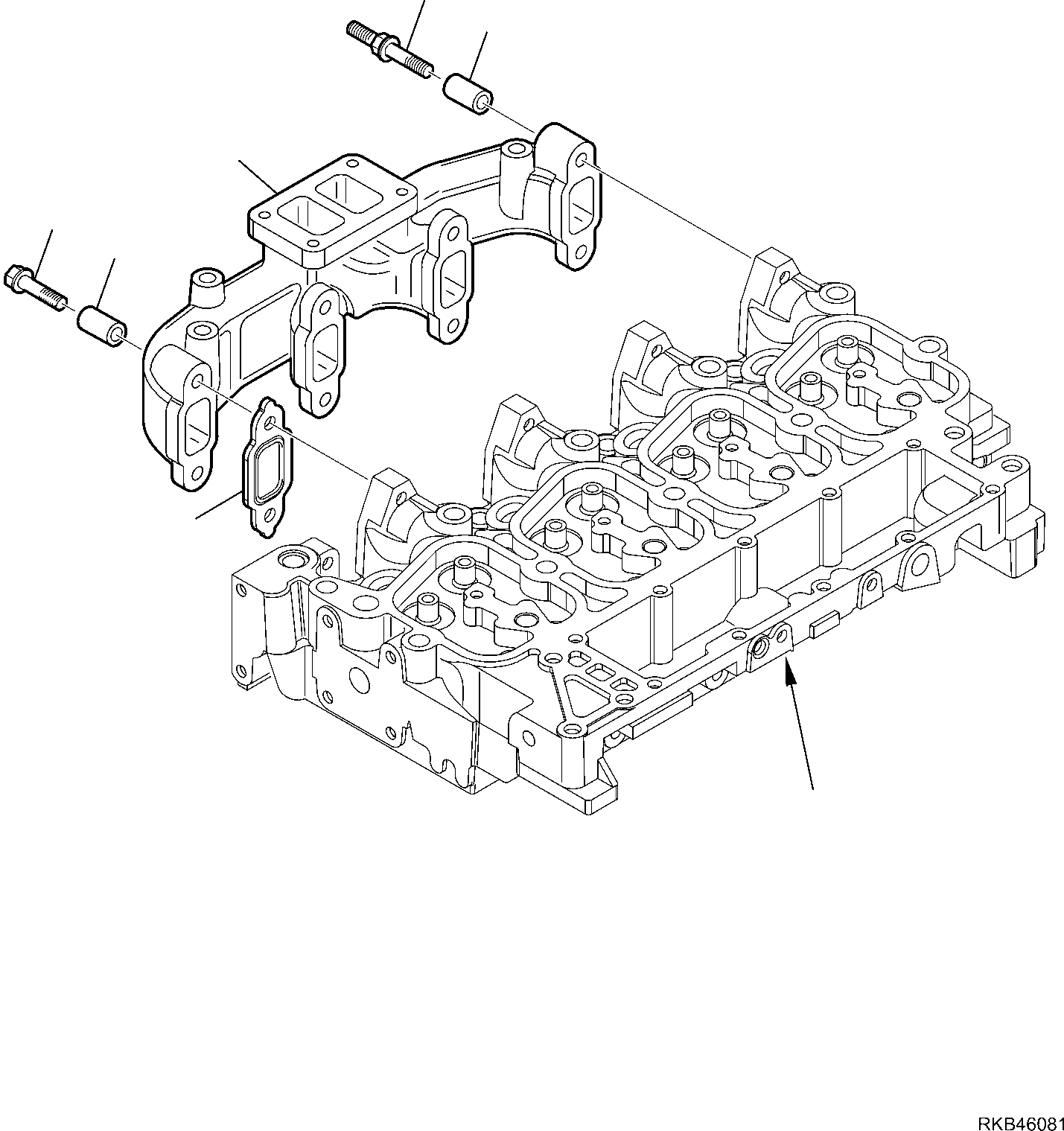 6. EXHAUST MANIFOLD (1/3) [0151] - Komatsu part WB93R-5E0 S/N F61778, F61782, F61801, F61802 (RUSSIA SPECIFICATION TIER 2 ENG. INSTALLED) [wb93r5ru] - Komatsu spare parts at sparepartskomatsu.com