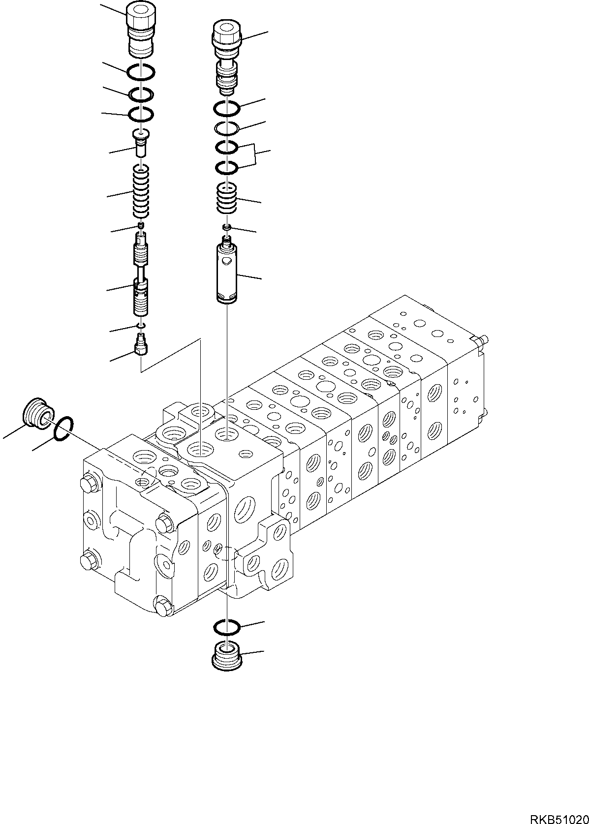 12. 10-SPOOL CONTROL VALVE MECHANICAL CONTROLS (3/16) [6224] - Komatsu part WB93R-5E0 S/N F61778, F61782, F61801, F61802 (RUSSIA SPECIFICATION TIER 2 ENG. INSTALLED) [wb93r5ru] - Komatsu spare parts at sparepartskomatsu.com