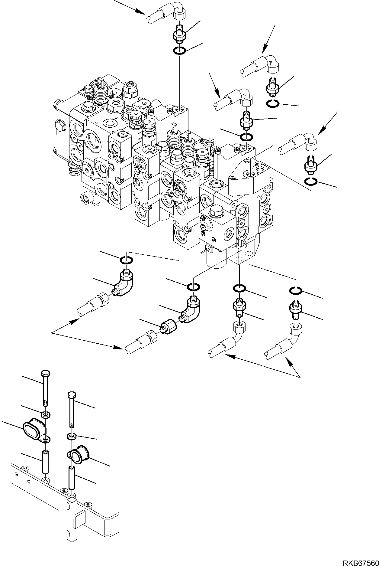 31. 10-SPOOL CONTROL VALVE (MECHANICAL CONTROL) (CONNECTING PARTS) (1/3) [6383] - Komatsu part WB93R-5E0 S/N F61778, F61782, F61801, F61802 (RUSSIA SPECIFICATION TIER 2 ENG. INSTALLED) [wb93r5ru] - Komatsu spare parts at sparepartskomatsu.com