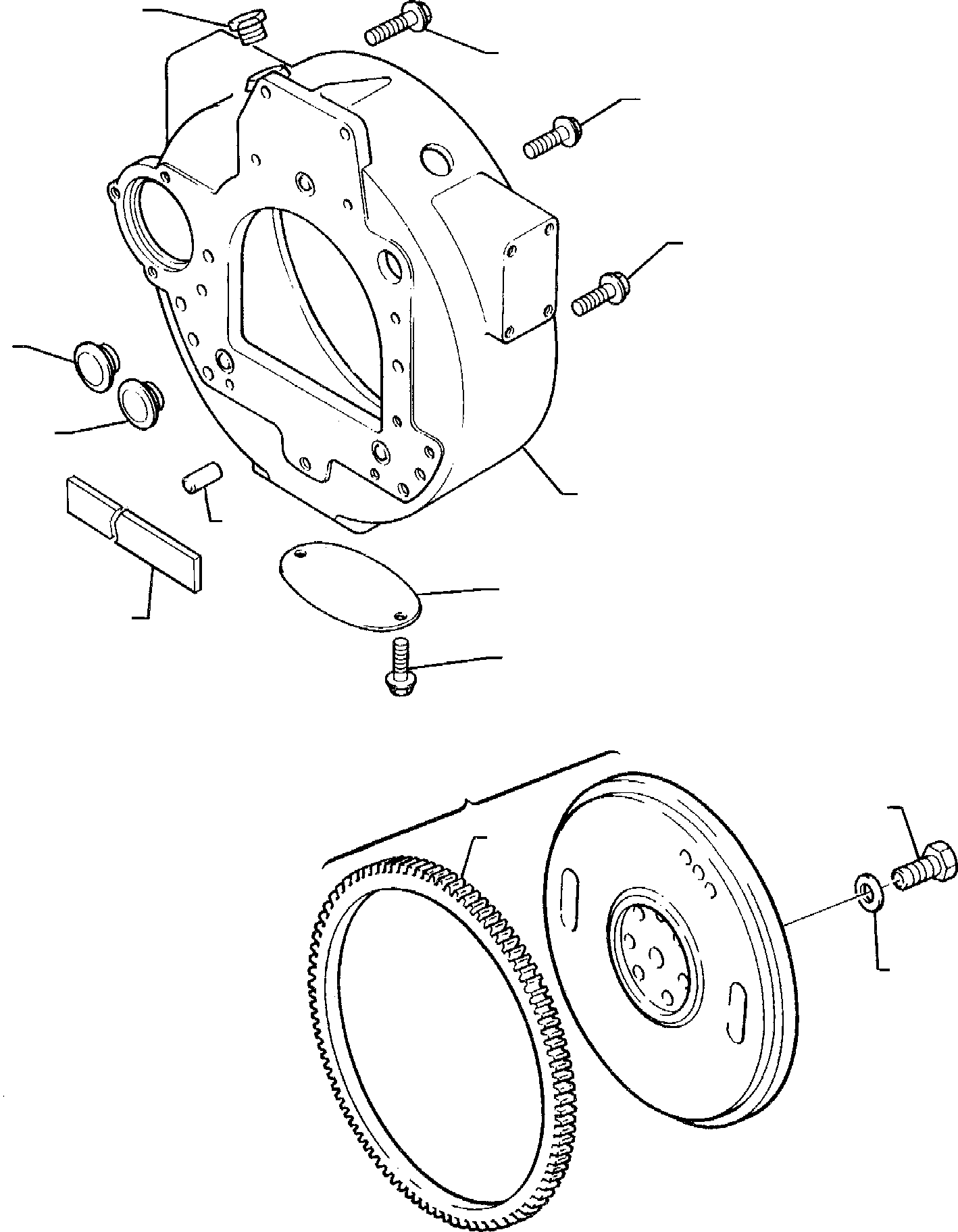 17. FLIWHEEL HOUSING, FLYWHEEL AND STARTER RING (ASPIRATED ENGINE) [0221] - Komatsu part WB95R-1 WB97R-1 S/N 8901442-Up [wb9597r1] - Komatsu spare parts at sparepartskomatsu.com