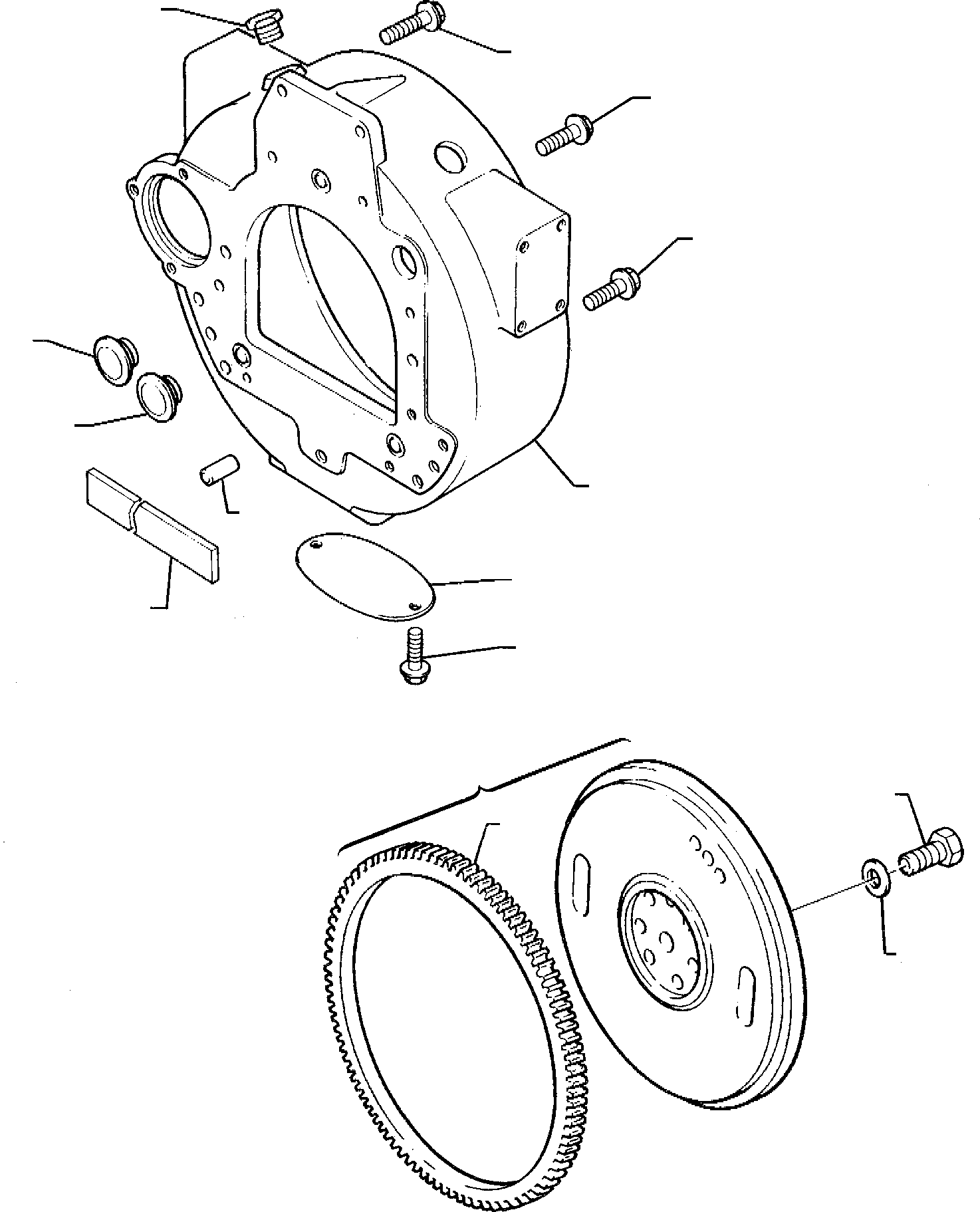 18. FLIWHEEL HOUSING, FLYWHEEL AND STARTER RING (TURBO ENGINE) [0222] - Komatsu part WB95R-1 WB97R-1 S/N 8901442-Up [wb9597r1] - Komatsu spare parts at sparepartskomatsu.com