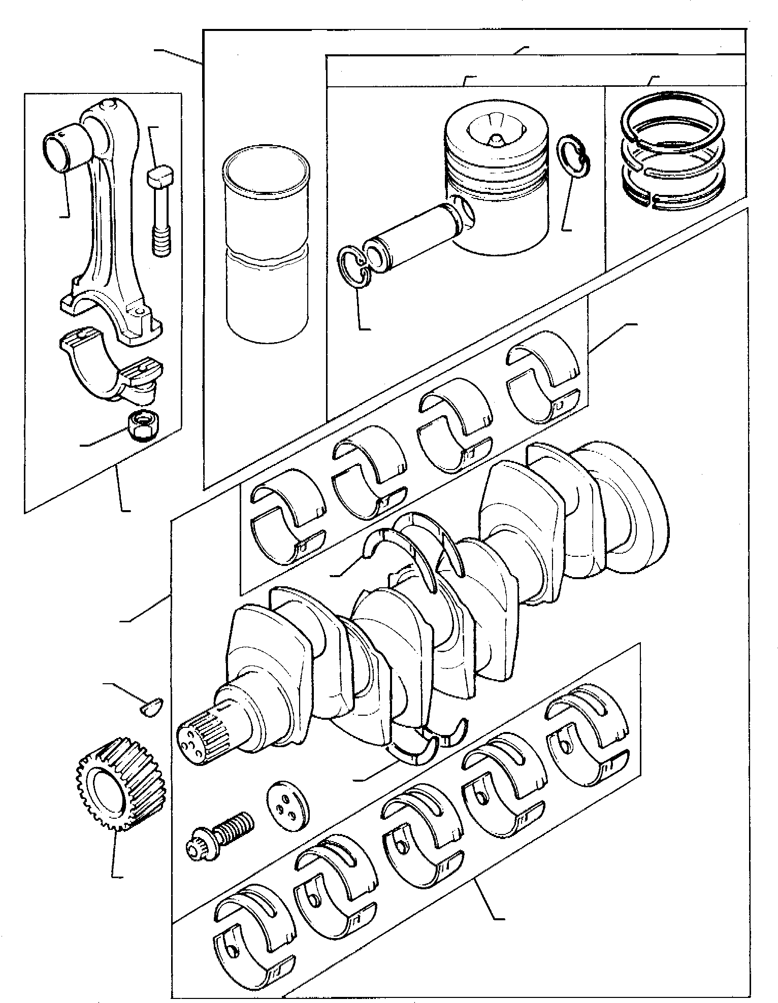 19. CRANKSHAFT, PISTON AND CONNECTING ROD (ASPIRATED ENGINE) [0231] - Komatsu part WB95R-1 WB97R-1 S/N 8901442-Up [wb9597r1] - Komatsu spare parts at sparepartskomatsu.com