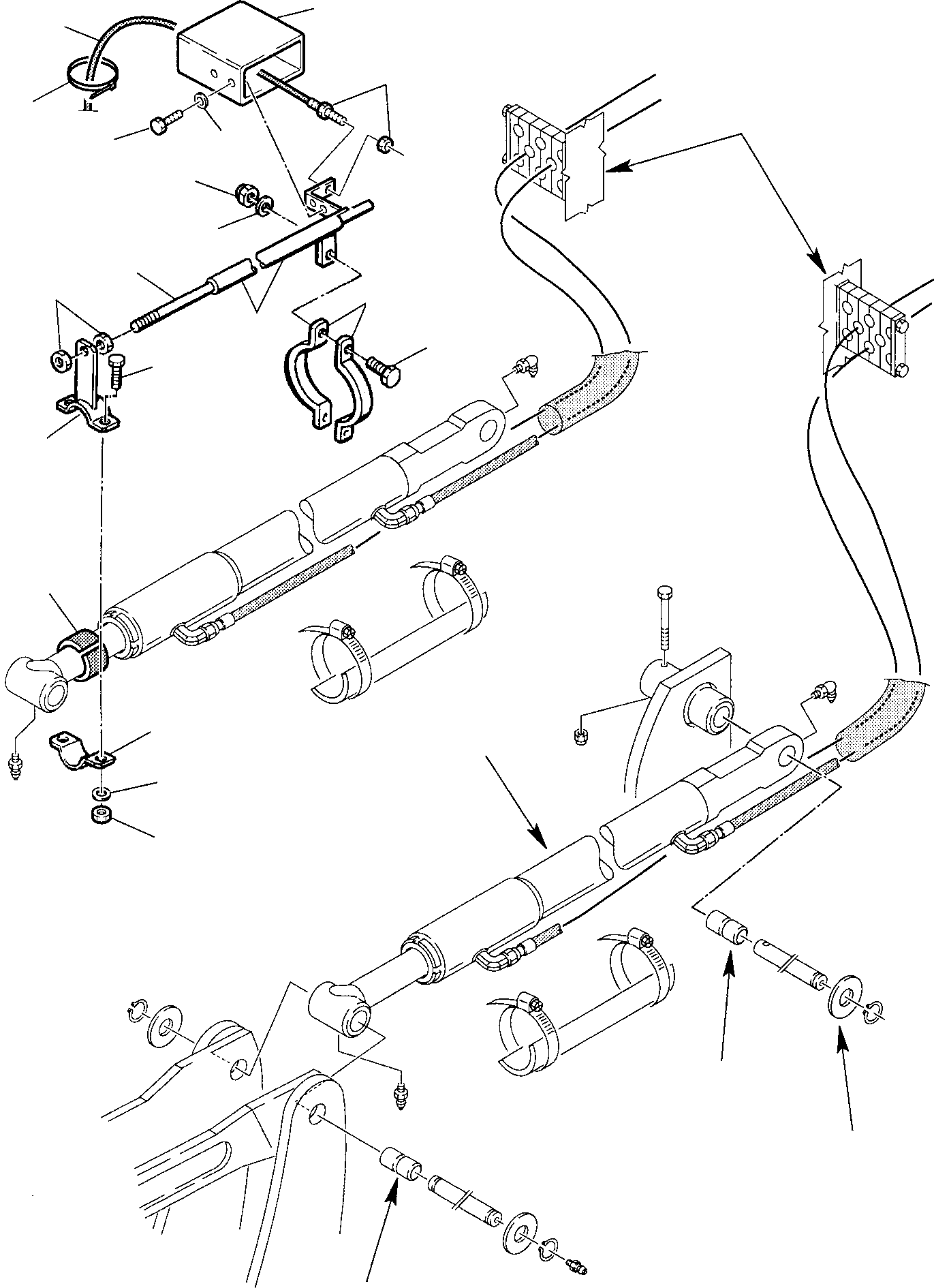 44. HYDRAULIC PIPING (SHOVEL TIPPING CYLINDER LINE) (2/2) (WITH RETURN TO DIG) (OPTIONAL) [6645] - Komatsu part WB97R-2 S/N 97F20001-Up [wb97r_2] - Komatsu spare parts at sparepartskomatsu.com