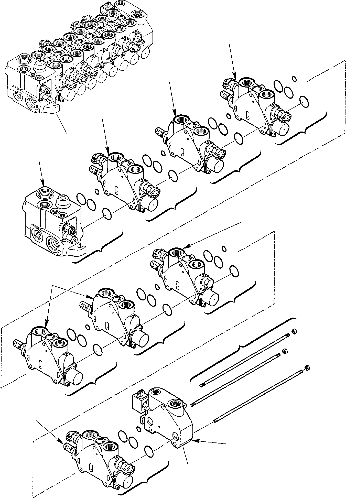 31. CONTROL VALVE (7 SECTIONS) (FOR DEPORTABLE) [6380] - Komatsu part WB97R-2 S/N 97F20172-Up [wb97r_2a] - Komatsu spare parts at sparepartskomatsu.com